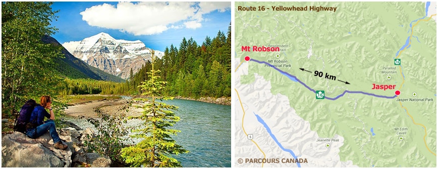 Carte YellowHead Highway ouest Canada