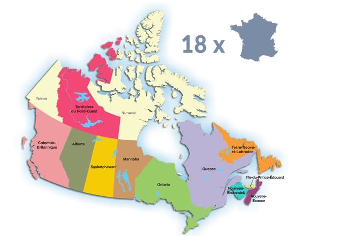 Faits insolites sur le Canada : 18 x la France