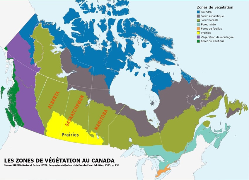 Carte des prairies canadiennes