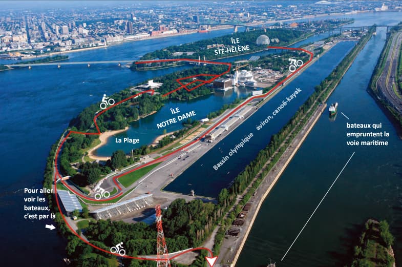 Itinéraire vélo sur l'île Notre-Dame