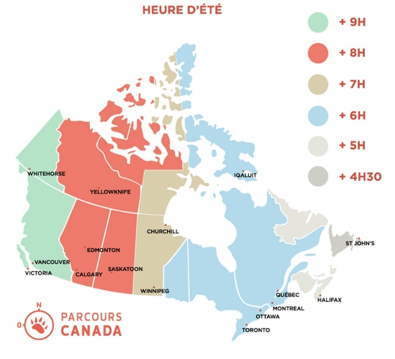 heure de décalage canada - heure de décalage canada france