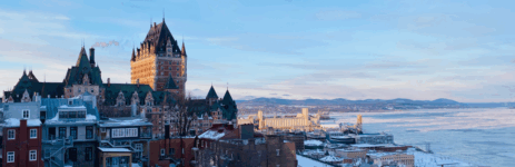 Ville de Québec en hiver, vue sur le chateau Frontenac