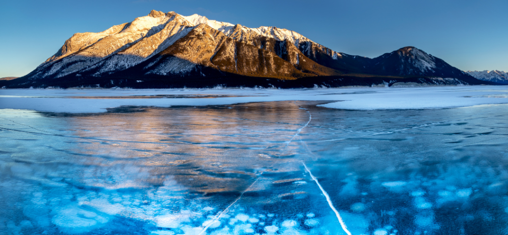Lac Abraham gelé hiver au Canada